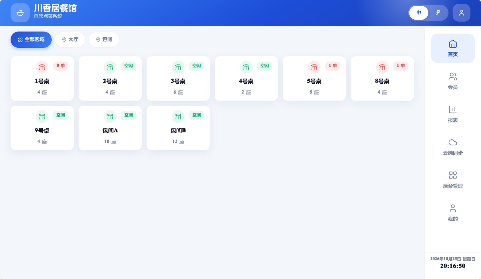 桌台总览界面